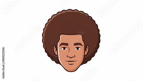 Cartoon portrait of a man with a large afro hairstyle.