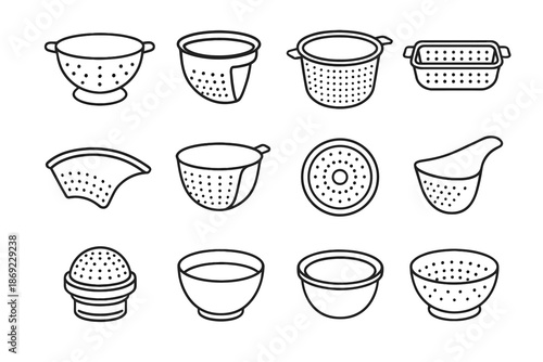Vector icon icons drain circular pasta lid straining strainer detachable flexible base