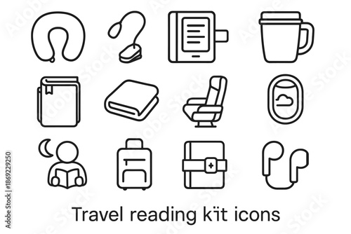 Sleeve canceling bag icons icon travel vector window zipped reading compact train