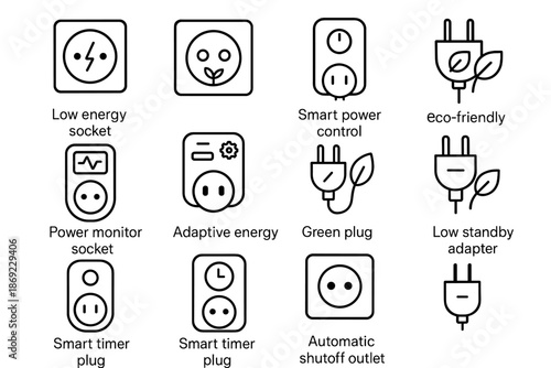 Plug meter energy standby outlet vector power icon efficient eco green