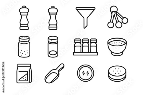 Grinder salt spice vector kitchen refill icon shaker mill modern measuring bag