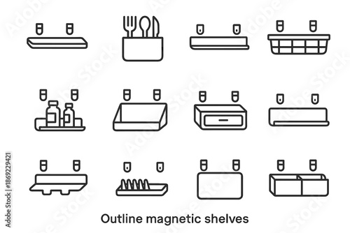 Icon mini spice compact magnetic magnet shelf rack vector narrow icons