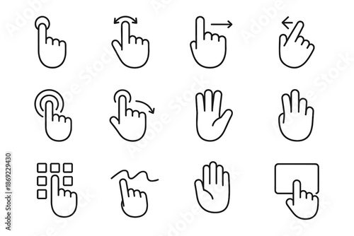Touch sketch shortcut gesture palm finger tap hand zoom swipe icons icon