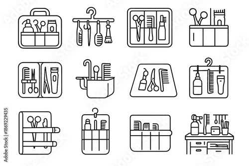 Holder wrap tray grooming tools portable vector pocket icon hanging comb