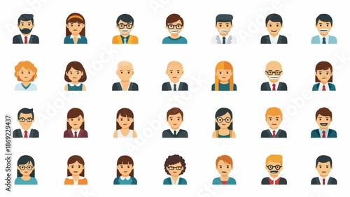 Collection of Diverse People Avatars for User Profiles.