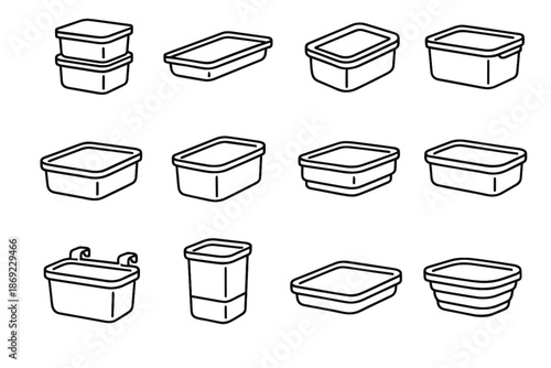 Icon vector space slim collapsible door prep compact saving containers container bin