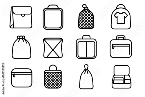 Box travel clothes fabric sack icon vector organizer icons bag mesh laundry