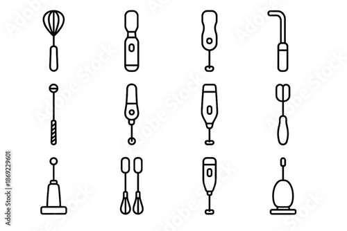 Wand icon stir mixer rod espresso tool vector barista café frother icons