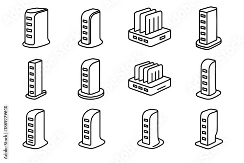 Dock stack slots base usb charger icon vertical vector support