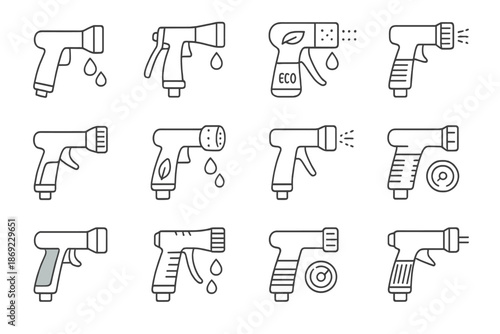 Vector drip sprayer garden stream icon flow eco filter nozzle