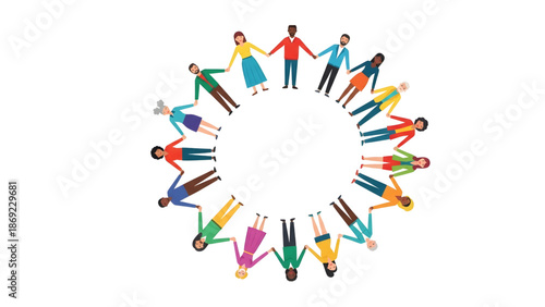 Teamwork Circle of Colorful People Global Diversity Hand Holding Graphic Multicultural Unity Circle 