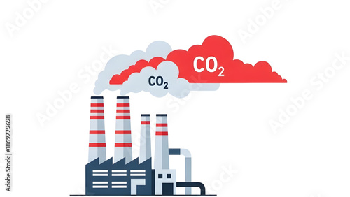 CO2 Cloud Over Industrial Factory Industrial CO2 Smoke Cloud 