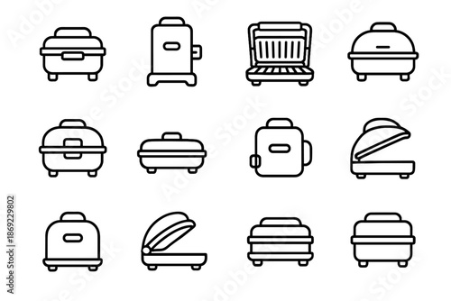 Icon compact lid vertical countertop small mini icons base design vector grill