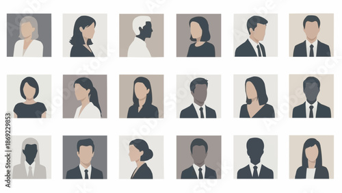 Collection of Diverse Professional Business People Avatar Icons.