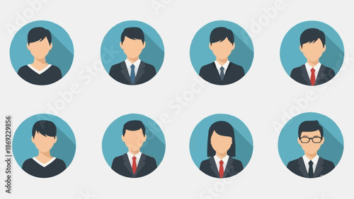 Collection of Diverse Professional Business People Avatar Icons.