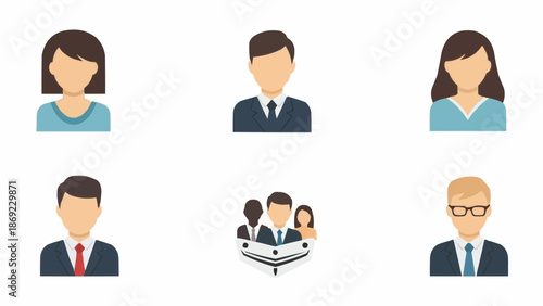 Collection of diverse professional business people avatars.