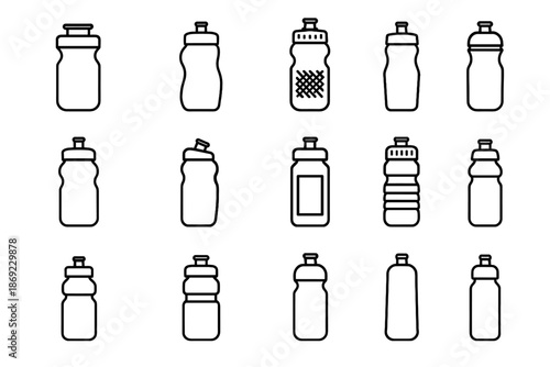 Water cap curved body bike grip shape bottle icon icons angled vector