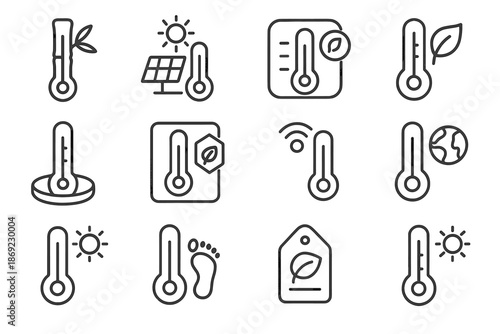 Minimal display footprint symbol icons frame vector bamboo icon material thermometer reusable