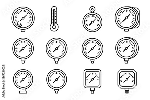 Tick dial vector temperature analog retro meters scale icon eyelet symbol pointer