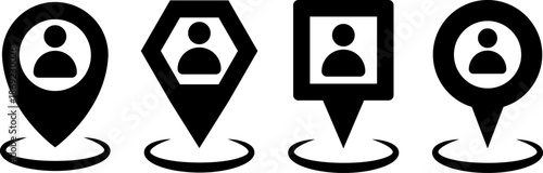 Minimalist location pins with user icons