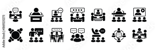 Set of negotiation and consulting icons isolated on white background vector illustration