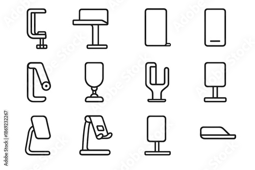 Vector slot simple round holder minimal flat push icon stand phone platform