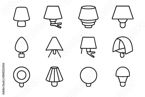 Cap lamp small shield fabric portable travel round vector tent icon