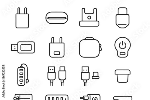 Replacement surge cover icons converter usb block label adapter vector accessories icon