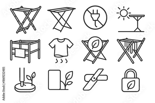 Natural ropes symbol foot eco drying friendly icon sunlight laundry reusable frame