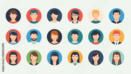 Collection of diverse user profile avatars in circular frames.