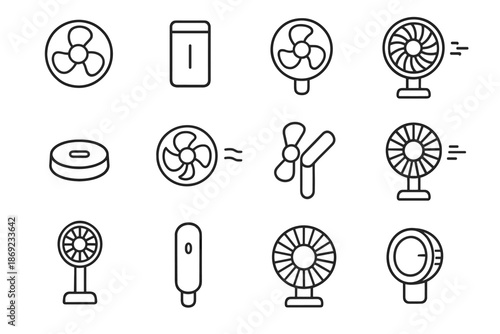 Grill handle vector tilt fan foldable base battery cordless direction icon