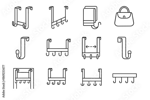 Vector door hook icon frame profile element layout clothes rubber symmetrical bag