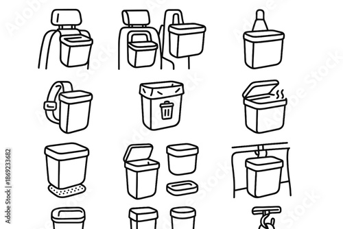 Pad car lid bin icon snap liner vector foldable cup vehicle auto
