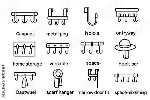 Entryway compact door hanger icon bar space saving vector holder versatile hook