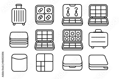 Magnetic box icon clamp vector flexible item access case icons symbol pill