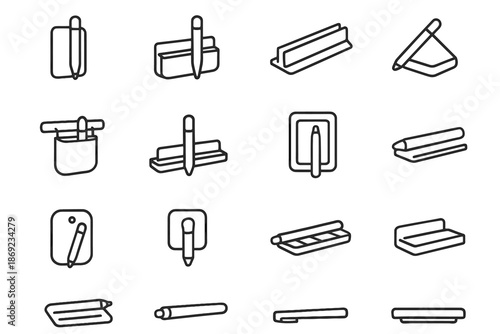 Icon dock bin grip rack vector slot pen adhesive strip magnet tool