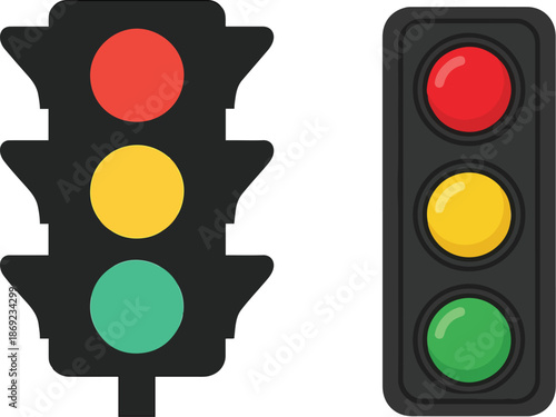 Traffic Control Light Icon – Red, Yellow and Green Flat Signal for Apps and Websites