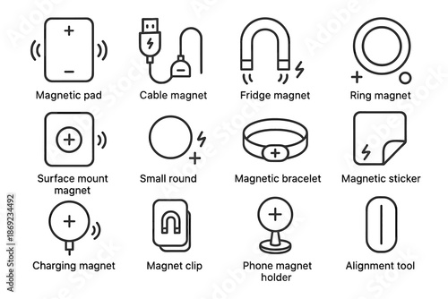 Magnet vector mount clip round pad icons accessories magnetic icon tool holder
