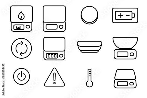 Vector sign auto digital tray unit display bowl icon indicator platform scale