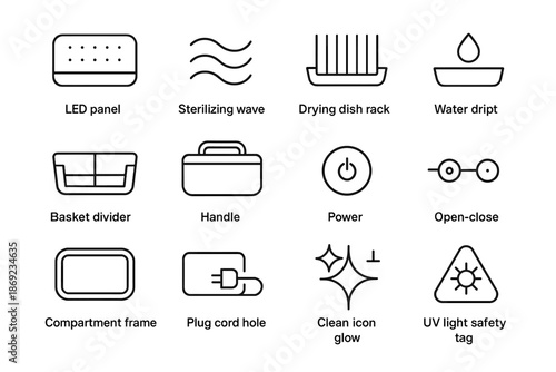 Hinge vector sterilizer icon light grip symbol glow divider uv lid