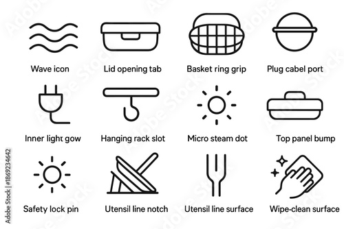 Bump vector plug hanging port cable sterilizer lid icon symbol basket uv