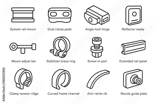Pads hinge mount clamp bike brace bar dual vector stabilizer icon