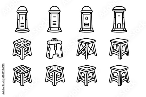 Anchor sets vector modern tower sturdy ring icon path base vent contour