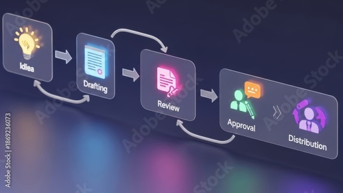Digital Workflow Management System Illustrating Document Processing Steps and Information Flow