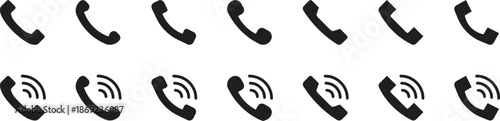 Set of phone vector icon in simple outline style