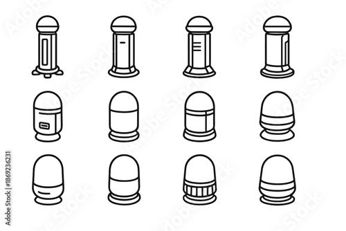Arc blades device electronic rim vector indicator icons vertical side dash base