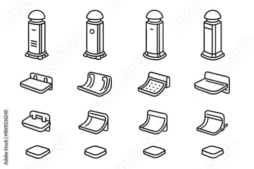 Shadow vertical side vector icon seam tower slab rim strip sensor smart