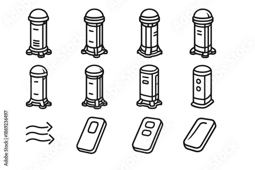 Pads airflow vector shadow row icons blades smart structural arc stability lens