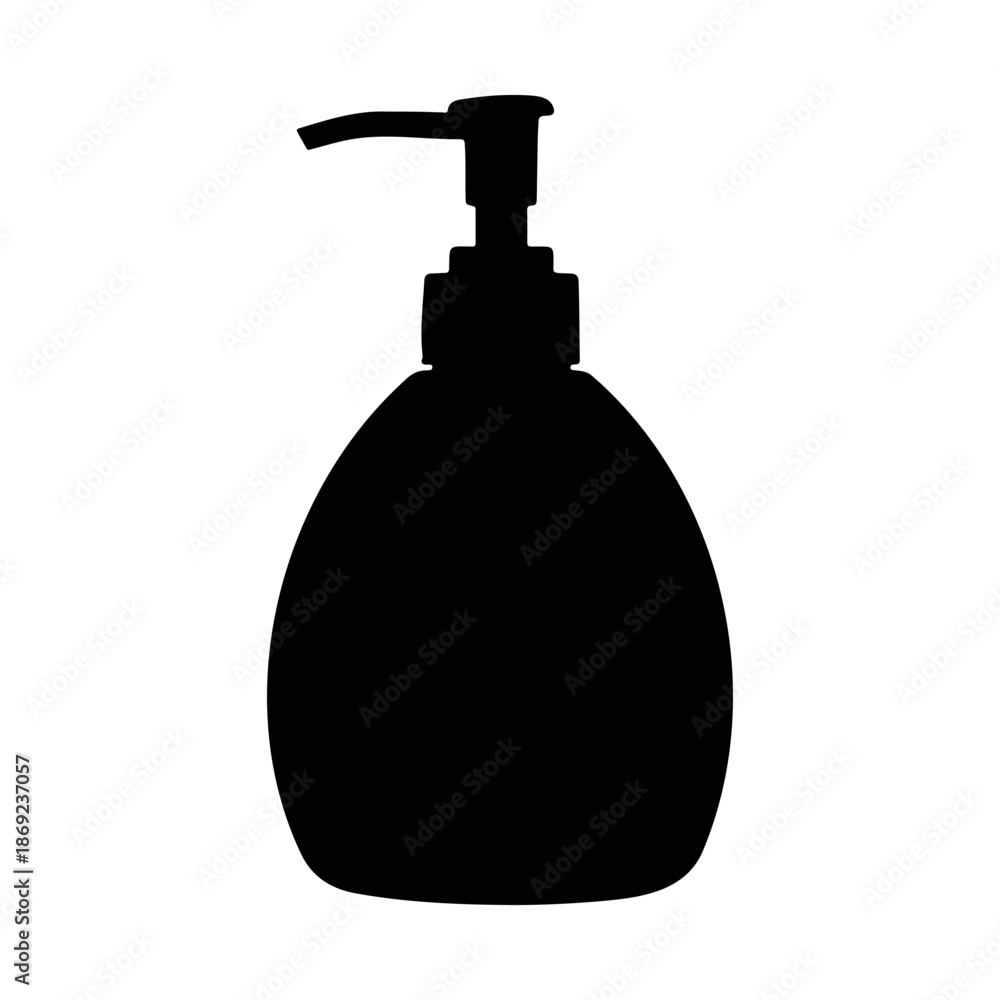 Obraz premium Hand soap dispenser silhouette vector flat illustration design.