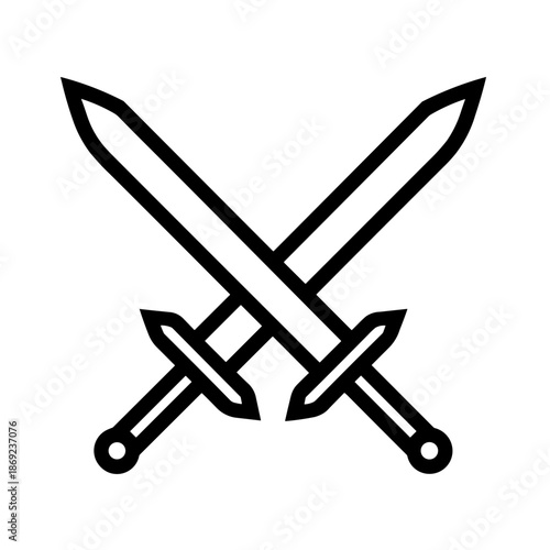 Minimalist crossed swords medieval combat vector icon